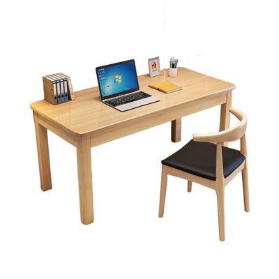 Simple bureau en bois massif et combinaison de chaise à cornes pour une étude à domicile moderne
