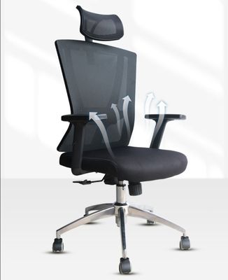 Chaise en treillis réglable en tissu, ergonomie haut dos, chaise de chef