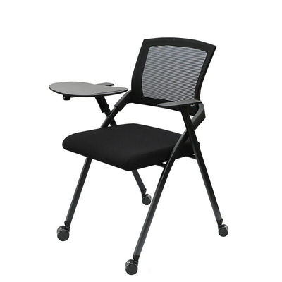 Chaise d'entraînement pliable rembourrée pour bureau avec bloc-notes en maille et bras de tablette