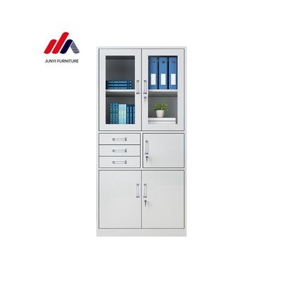 Facile d'assemblage Armoires de bureau avec serrures et portes en verre Construction en métal lourd