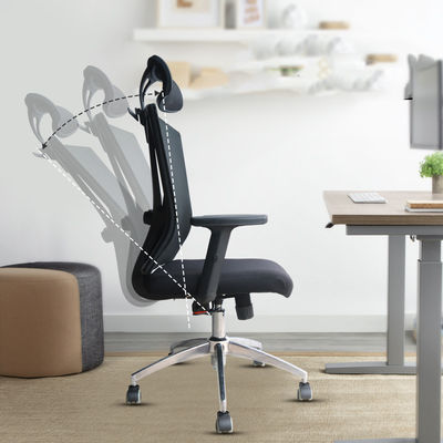 Chaise en treillis réglable en tissu, ergonomie haut dos, chaise de chef