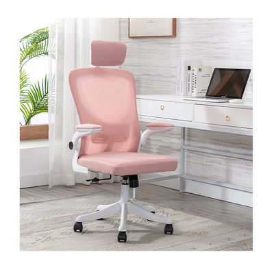 Meubles de bureau dos haut Chaise PC rose noire avec hauteur réglable et sans poignée