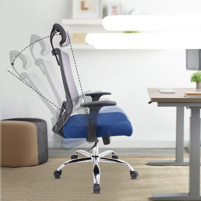 Chaise de bureau haute arrière de design moderne avec fonction pivotante et coussin bleu OEM ODM