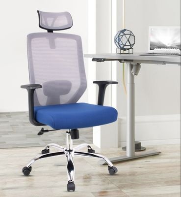 Chaise de bureau haute arrière de design moderne avec fonction pivotante et coussin bleu OEM ODM