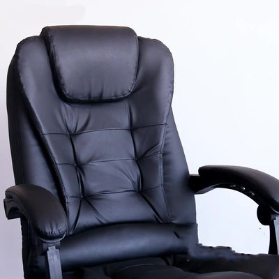 Chaise de bureau en cuir noir à dos haut réglable en hauteur avec repose-pieds et dos large