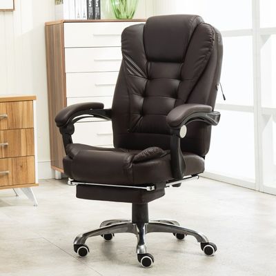 PU 3 ans après-vente Cycle Chaise de bureau en cuir noir avec repose-pieds et dos large