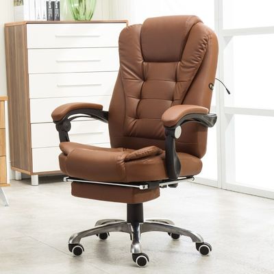 Chaise de bureau en cuir noir à dos haut réglable en hauteur avec repose-pieds et dos large