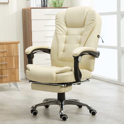 Chaise de bureau en cuir noir à dos haut réglable en hauteur avec repose-pieds et dos large
