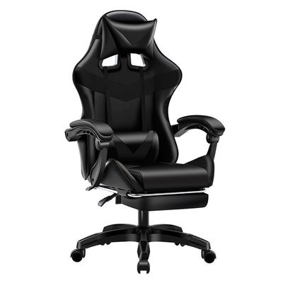 Chaise de jeu noire ergonomique avec repose-pieds et BIFMA Class 4 Chrome Gaslift