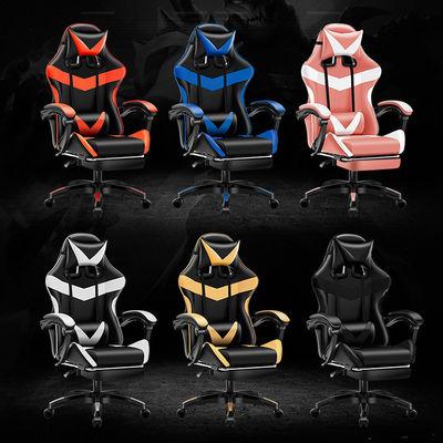 Chaise de jeu pour adultes avec repose-pieds, repose-tête et support lombaire en cuir technologique
