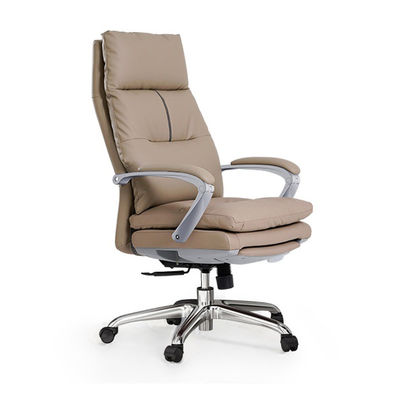 Chaise de bureau en cuir authentique confortable avec repose-pieds et hauteur réglable