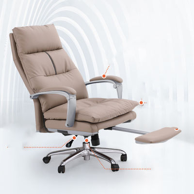 Chaise de bureau en cuir authentique confortable avec repose-pieds et hauteur réglable