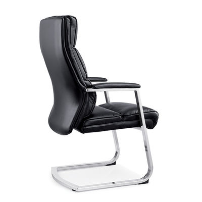 Chef fournitures de bureau chaise de bureau noire haute arrière en cuir authentique et OEM pour la société