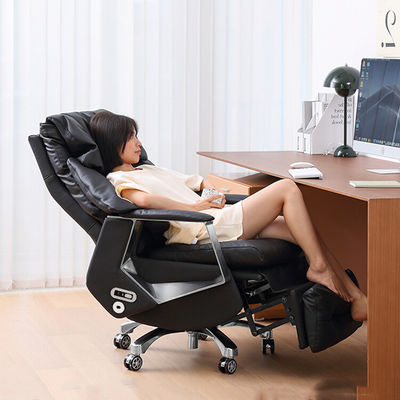 Chaise d'ordinateur automatique à dos haut en cuir chaise de bureau inclinable pour gros et grands utilisateurs