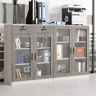 Armoire de rangement à verrouillage en verre à cadre en bois pour imprimante de bureau et rangement de dossiers