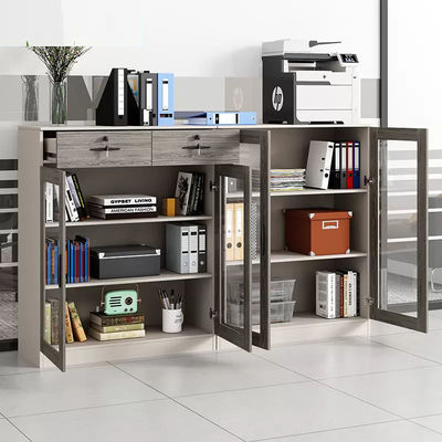 Armoire de rangement à verrouillage en verre à cadre en bois pour imprimante de bureau et rangement de dossiers