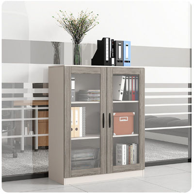 Armoire de rangement à verrouillage en verre à cadre en bois pour imprimante de bureau et rangement de dossiers
