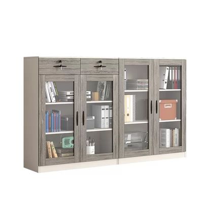 Armoire de rangement à verrouillage en verre à cadre en bois pour imprimante de bureau et rangement de dossiers