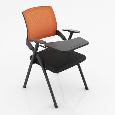 Chaise d'entraînement pliable rembourrée pour bureau avec bloc-notes en maille et bras de tablette