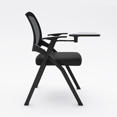 Chaise d'entraînement pliable rembourrée pour bureau avec bloc-notes en maille et bras de tablette