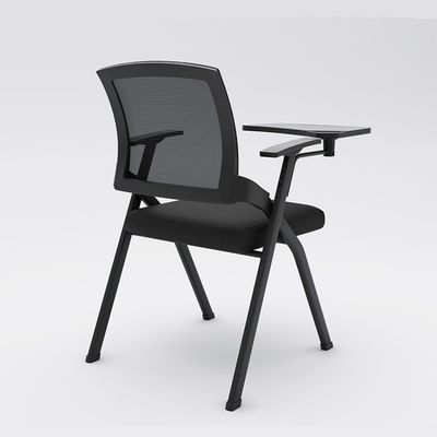 Chaise d'entraînement pliable rembourrée pour bureau avec bloc-notes en maille et bras de tablette