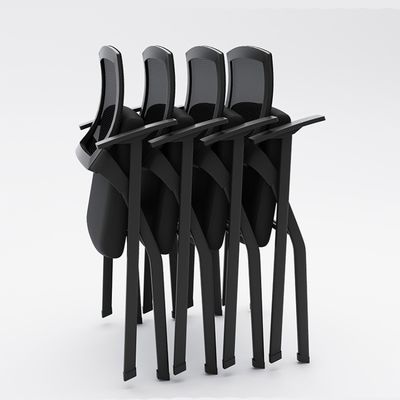 Chaise d'entraînement pliable rembourrée pour bureau avec bloc-notes en maille et bras de tablette