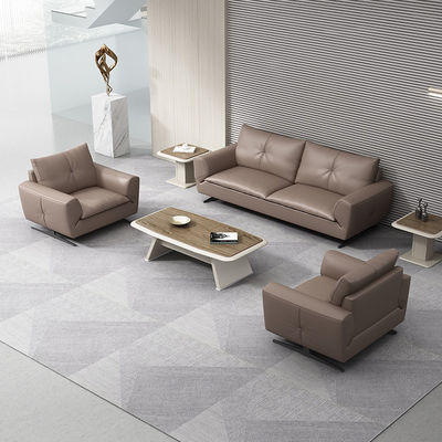 Meubles de bureau Sofa sectionnel modulaire en cuir gris pour la collaboration au bureau