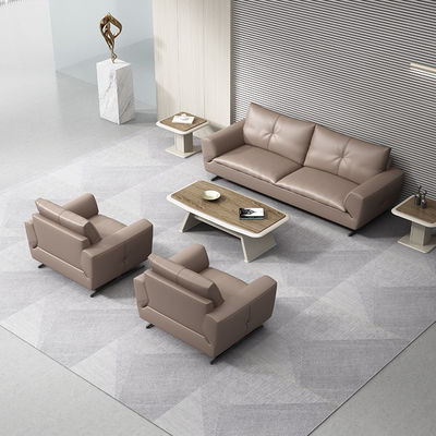 Meubles de bureau Sofa sectionnel modulaire en cuir gris pour la collaboration au bureau