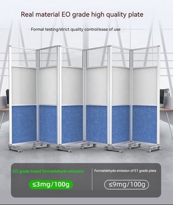 Diviseur de salle de bureau portable moderne sur roues avec mur de séparation à écran pliable