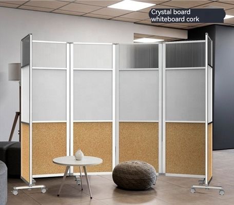 Diviseur de salle de bureau portable moderne sur roues avec mur de séparation à écran pliable