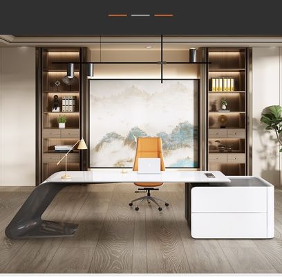 ISO9001/ISO14001 Certifié MDF Laque de boulangerie Table de travail Directeur Bureau avec tiroir