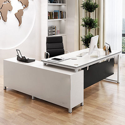 Moderne style simple MDF Matériau en forme de L Chef Directeur Général Bureau Bureau exécutif Bureau avec armoire