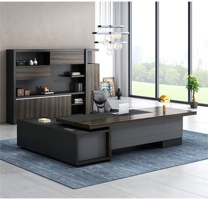 Bureau de bureau moderne Chef Bureau d'extrémité Bureau d'ordinateur en forme de L avec 50 mm d'épaisseur Table Top