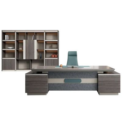 Couleurs personnalisées Moderne style simple en forme de L MDF Chef Directeur Général Bureau Bureau avec armoire