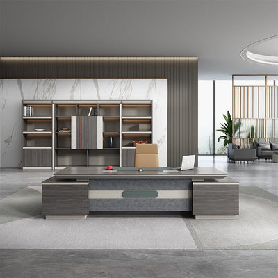 Couleurs personnalisées Moderne style simple en forme de L MDF Chef Directeur Général Bureau Bureau avec armoire
