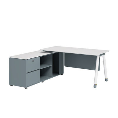 Bureau de bureau moderne en forme de L Table de bureau en bois pour le directeur général en couleurs personnalisées