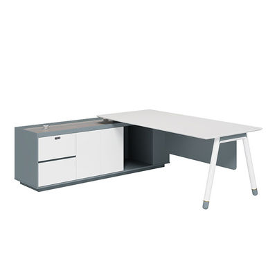 Bureau de bureau moderne en forme de L Table de bureau en bois pour le directeur général en couleurs personnalisées