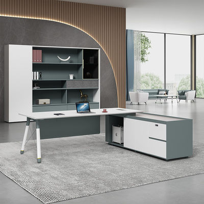 Bureau de bureau moderne en forme de L Table de bureau en bois pour le directeur général en couleurs personnalisées