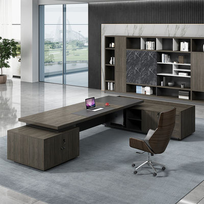 Table de bureau de grande taille avec meubles commerciaux PANEL style bois et forme L