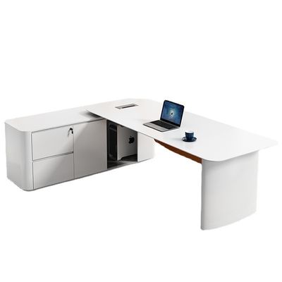 Conception MDF Laque de cuisson Matériau bureau exécutif en forme de L pour le bureau et la chaise du PDG