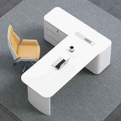 Conception MDF Laque de cuisson Matériau bureau exécutif en forme de L pour le bureau et la chaise du PDG