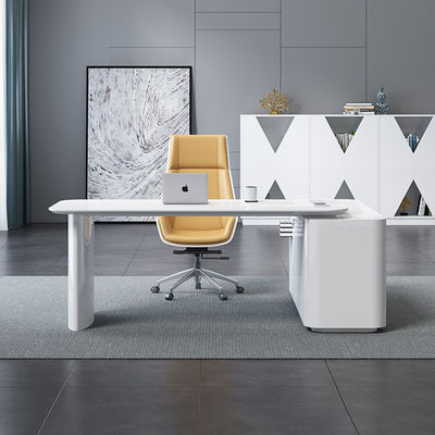 Conception MDF Laque de cuisson Matériau bureau exécutif en forme de L pour le bureau et la chaise du PDG