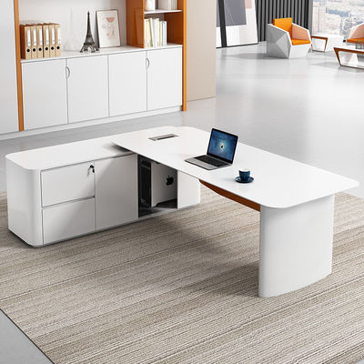 Conception MDF Laque de cuisson Matériau bureau exécutif en forme de L pour le bureau et la chaise du PDG
