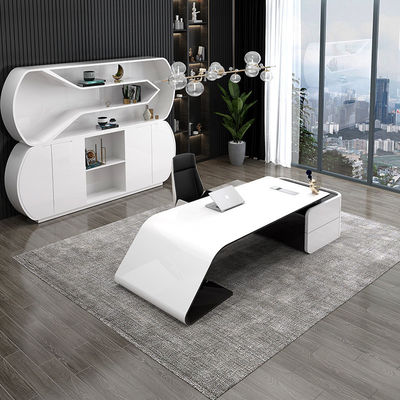 Présidente exécutive Directeur Bureau en forme de L MDF cuisson vernis Bureau Table d'ordinateur