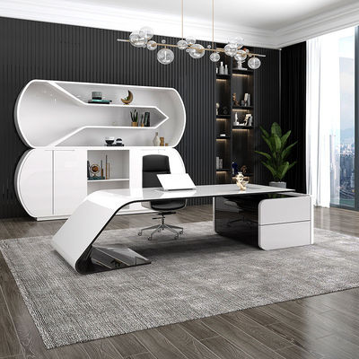 Présidente exécutive Directeur Bureau en forme de L MDF cuisson vernis Bureau Table d'ordinateur