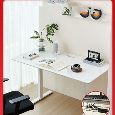 Bureau d'ordinateur de jeu en métal avec plaque de roche personnalisable et ascenseur électrique