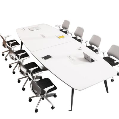 Table et chaise de conférence ovales modernes simples combinées pour un espace de négociation blanc