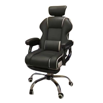 Chaise de jeu ergonomique en cuir en PU inclinable à 135 degrés avec repose-pieds en noir et rose