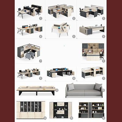 Meubles commerciaux Modulaire poste de travail ouvert Meubles de bureau avec bibliothèque mobile