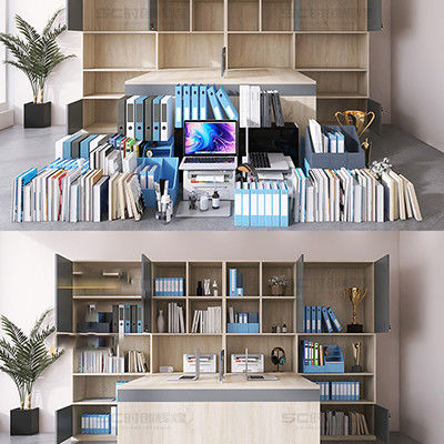 Armoire à double siège Écran poste de travail Bureau d'ordinateur Style moderne pour salle de finance
